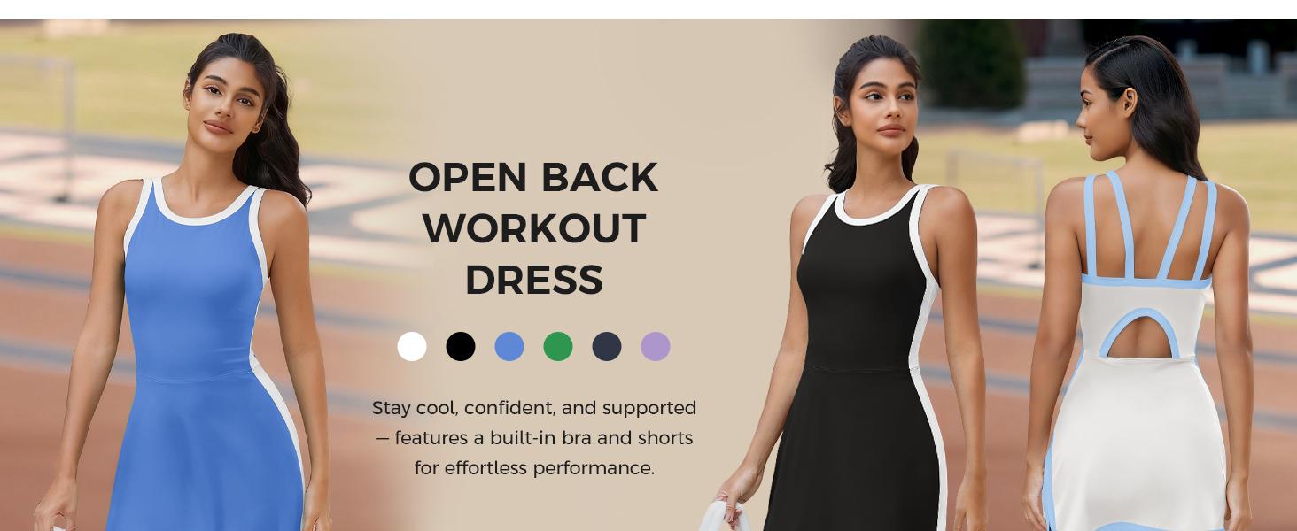 Fisoew women's sleeveless halter tennis dress with white piping, open back design, and stylish cutout details at the back, perfect for sports or casual wear #TikTokShopJumpstartSale Workoutdress Fisoew women's sleeveless halter tennis dress with white piping, open back design, and stylish cutout details at the back, perfect for sports or casual wear #TikTokShopJumpstartSale Workoutdress