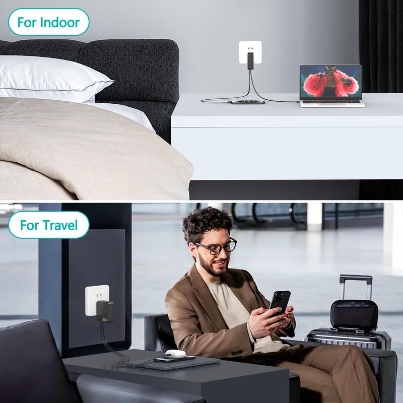 4-in-1 Retractable Car Charger, 100W USB-C Fast Adapter with Lightning Cable & Dual Ports for iPhone, iPad, AirPods, Samsung, Google Pixel