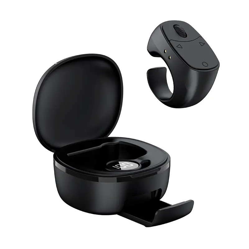 JX-12 Black ABS Bluetooth Camera Remote for Cellphone Users - Compact Lightweight Mobile Phone Accessory with Flip Page, Scroll Wheel Up-Down Slide, Front-Back Switch Focus, Charging Compartment