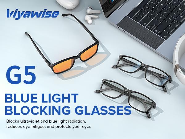 [2025 New Arrivals] Viyawise Blue Light Blocking Glasses with case for Women & Men, Eye Strain Protection Bluelight Blockers Clear Glasses for Better Sleep Reading Indoor Outdoor Computer Gaming