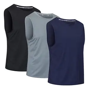 Men's 5 Pack Quick Dry Workout Tank Top Gym Muscle Tee Fitness Bodybuilding Sleeveless T Shirt Mens Vest Gym Tops 100% Polyester Breathable Mesh Two-Way Ventilation