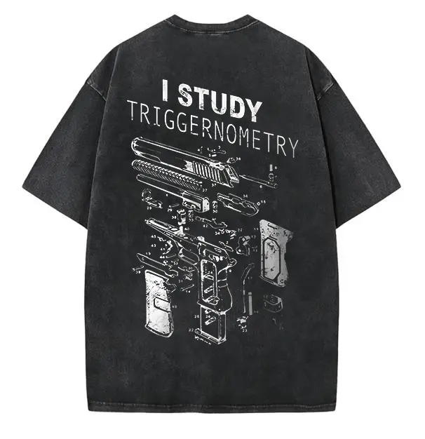 I Study Triggernometry Shirt, Funny Gun Lover T-Shirt, Pro 2A Sweatshirt, Tactical Hoodie for Men，Sweatshirt，Washed Cotton T-shirt