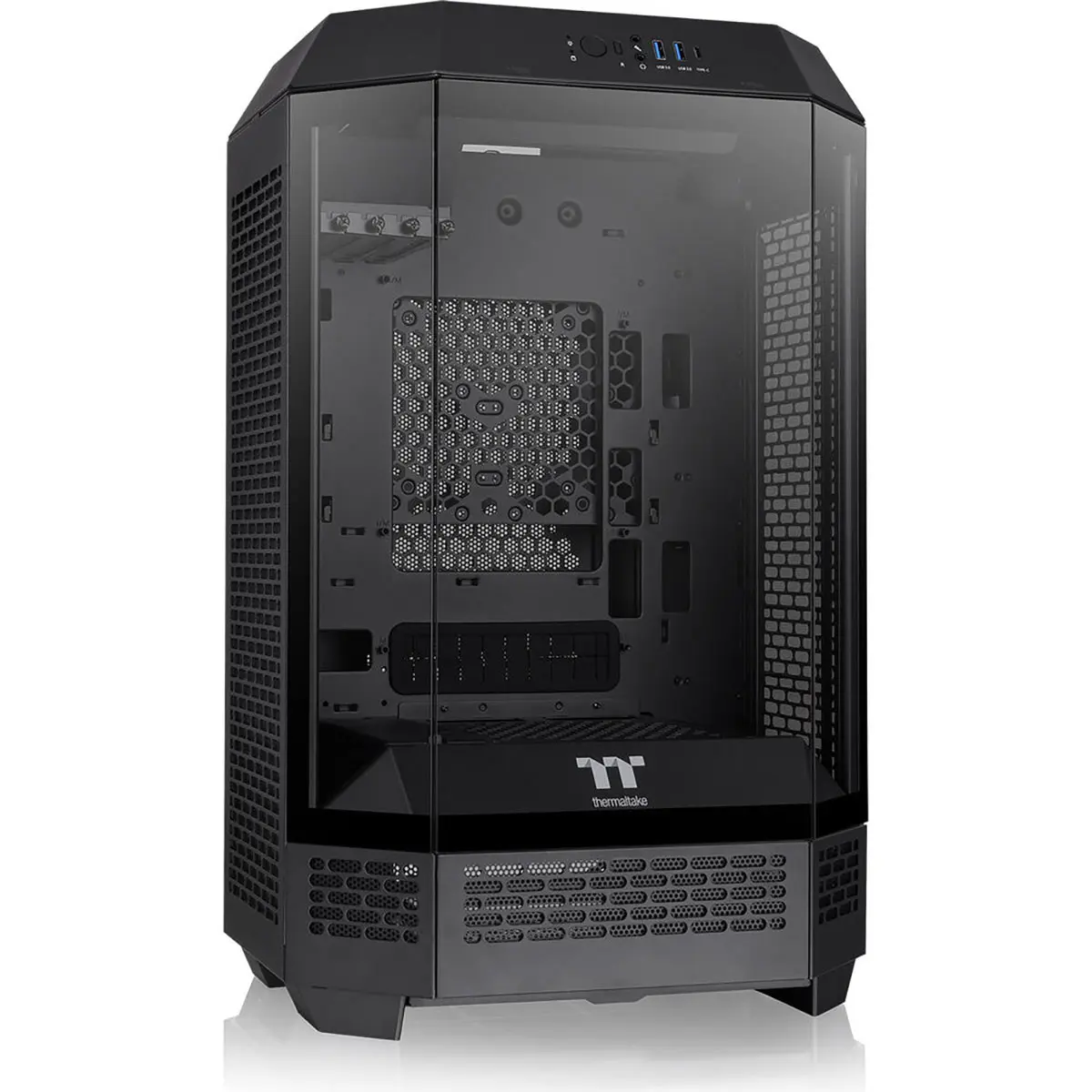 Thermaltake The Tower 300 Micro-ATX Micro Tower Chassis - Black, Tempered Glass Panel, Transparent Side