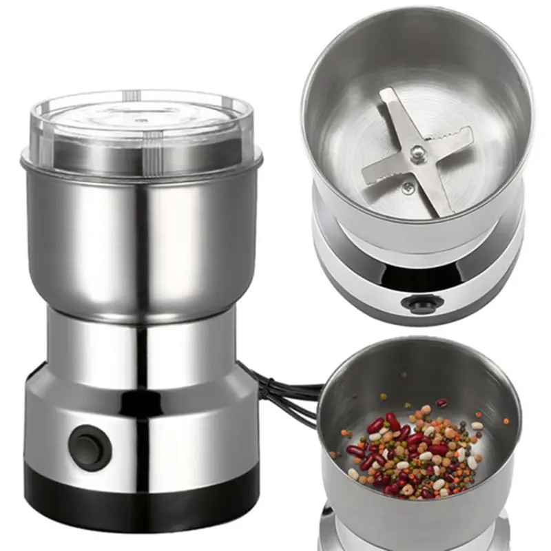 Electric Coffee Bean Grinder Nut Seed Grind Spice Crusher Mill Blender /Silver