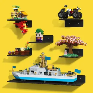 BlissBox 9-Pack Building Block Display Floating Shelf, 16x17 Studs Double-Sided Wall Mount Shelves for Minifigures & Collectibles, Aesthetic Room Decor & Organization