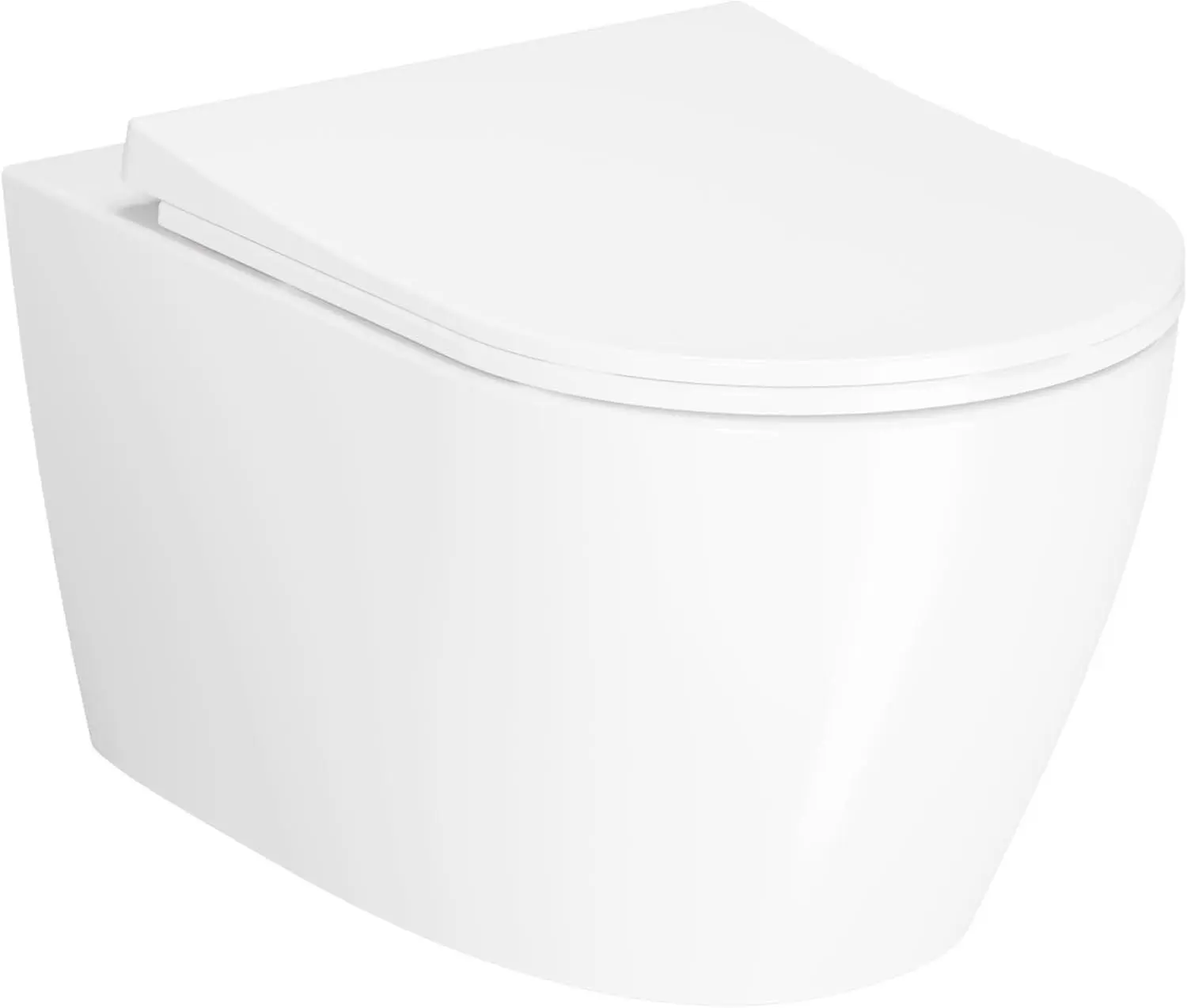 Wall-Hung Toilet, Modern Wall-Mounted Toilets with Soft Closing Seat,White Double - Layer Ultra - Thin One - end - tilted PP Toilet Seat