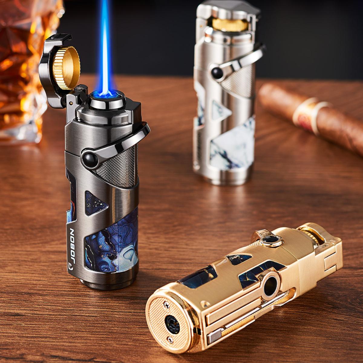 Multi Functional Windproof Gas Lighter, Personalized Rocker Arm Ignition, Refillable Fuel, Full Metal Pocket Lighter, Suitable For Business Gifts, Collections, Candle, Smoker Tools(Fuel Not Included)