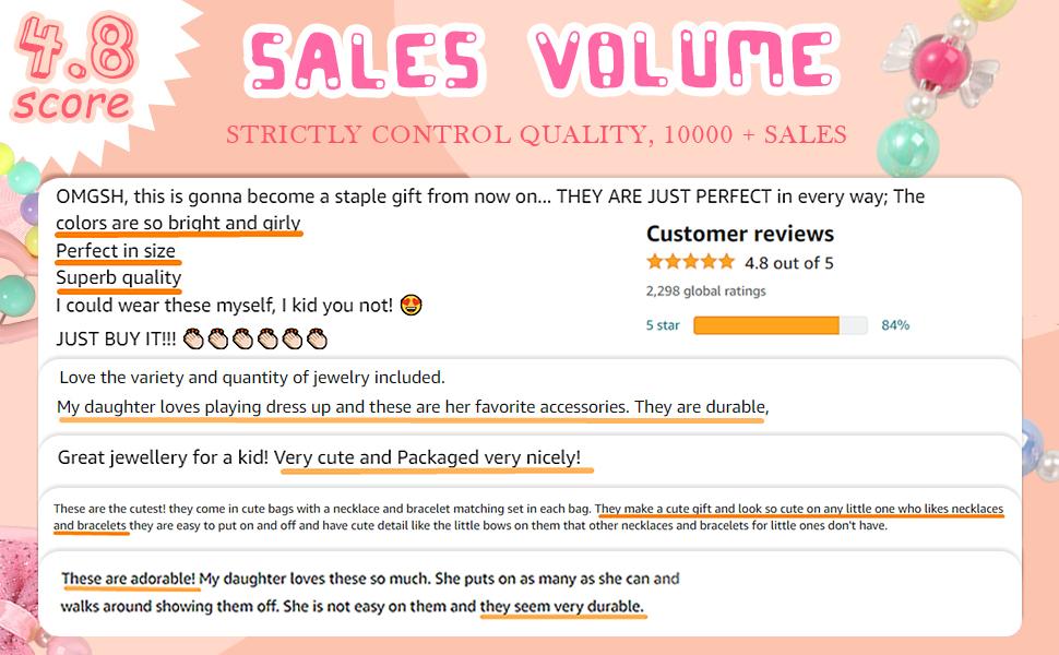 PinkSheep Kids Classic Jewelry - 6 Sets of Beaded Necklaces & Bracelets for Girls, Versatile Accessories for Various Occasions