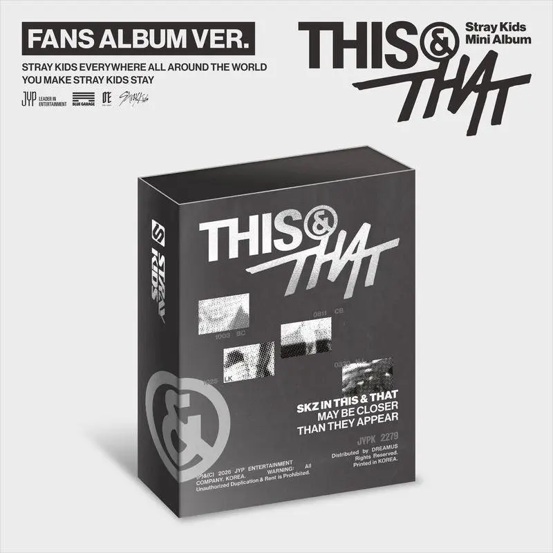 Stray Kids THIS & THAT FANS ALBUM Ver QR Smart Album Photocard Lenticular Toploader Sticker Set