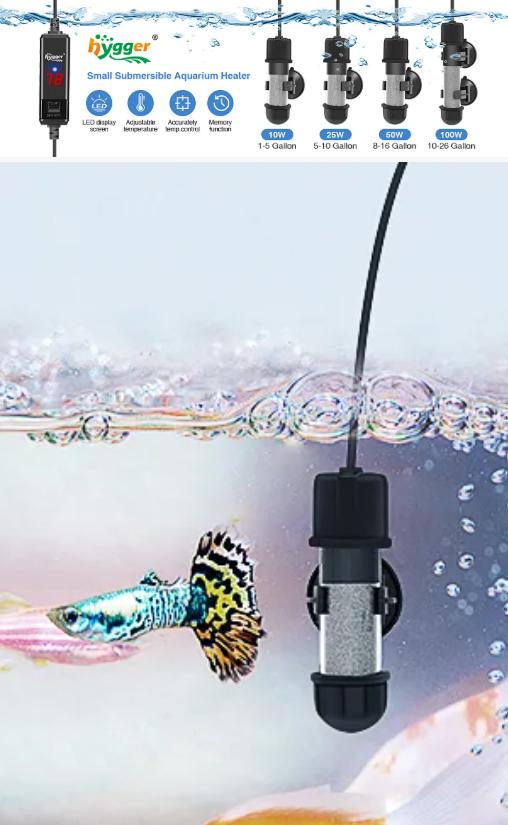 hygger Small Aquarium Betta Heater, Submersible Fish Tank Heater 50W with LED Digital Display, Suitable for Marine Saltwater and Freshwater up to 5/10/16/26 Gallon