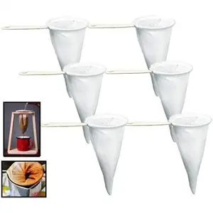 Pack of 6 Reusable Colador Cafe Cloth Coffee Tea Strainer, Lot of Strainers in Bulk, Strainer Filter Cloth Mesh, with Plastic Handle