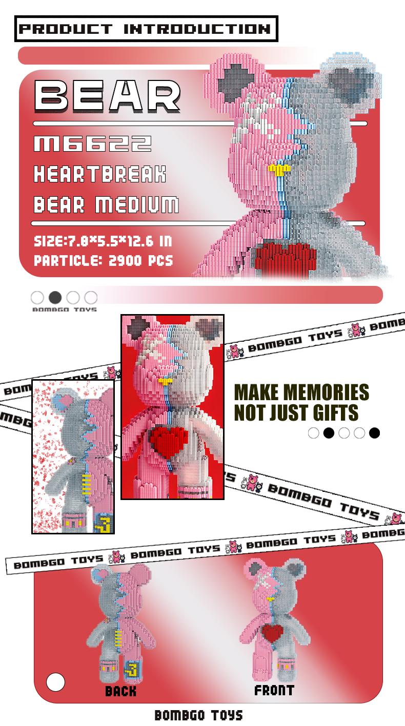 【BOMBGO】Bear Building Block,Size-Medium,3000 pcs,Bear Toys,Birthday Gift,Christmas Gift,Educational Building Blocks,Trend Decoration,Cool Gifts,Brick,Family Bonding BlackFriday Christmas