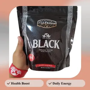 Instant Coffee with Reishi Ganoderma, Black Traditional Bean Energy Beverage, 30 Sachets, Bagged, 24 Months Shelf Life, Suitable for All Ages, Cupboard-Storable Adaptogenic Drink
