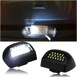Full LED License Plate Light Tag Lamp Assembly Compatible with GMC Sierra Chevy Silverado 1500 2500 3500 and Suburban Tahoe Yukon XL Escalade White light 2-Piece Replacement