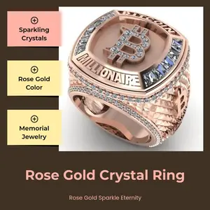 Sparkling Paved Crystal Letter B Ring - Rose Gold Memorial Versatile Finger Jewelry