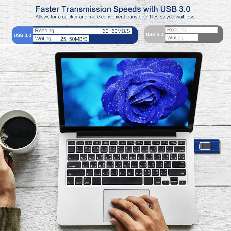 Portable 4-in-1 USB 3.0 Flash Drive for iPhone & Type-C & Android & PC, Easy Backup & File Transfer, iPhone Photo Stick Memoria Portátil Pendrive Memory Stick 64GB 128GB 256GB 512GB 1TB External Storage