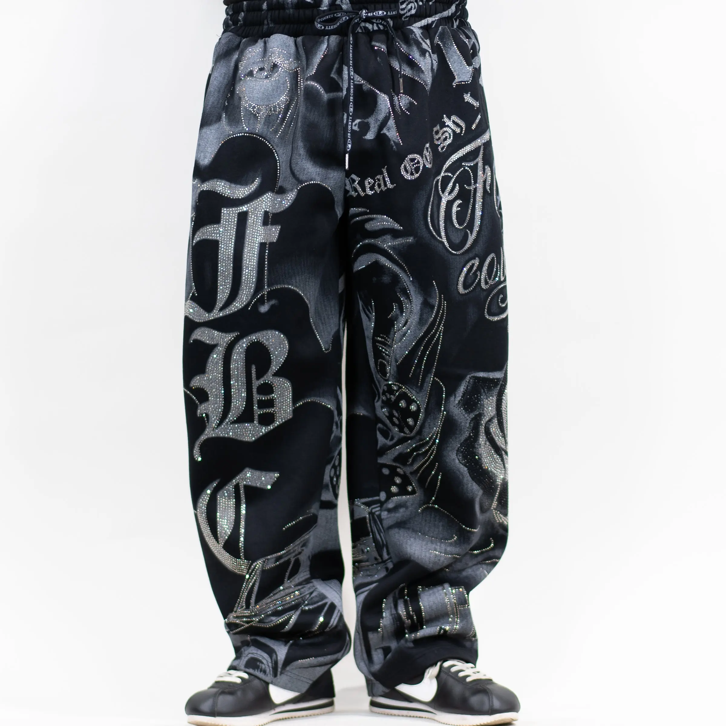 FB County Rhinestone Tatted Up Sweatpant Casual Beach Pants Casual Loose Fit FB County Rhinestone Tatted Up Sweatpant Casual Beach Pants Casual Loose Fit