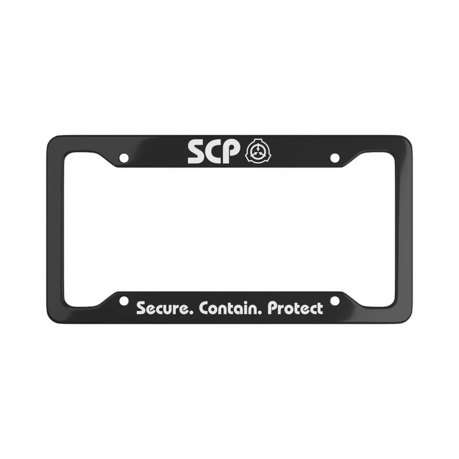 SCP License Plate Frame, Secure Contain Protect, SCP Number Plate Frame, SCP Foundation Logo, scp Logo, United States & Canada Plate Frame