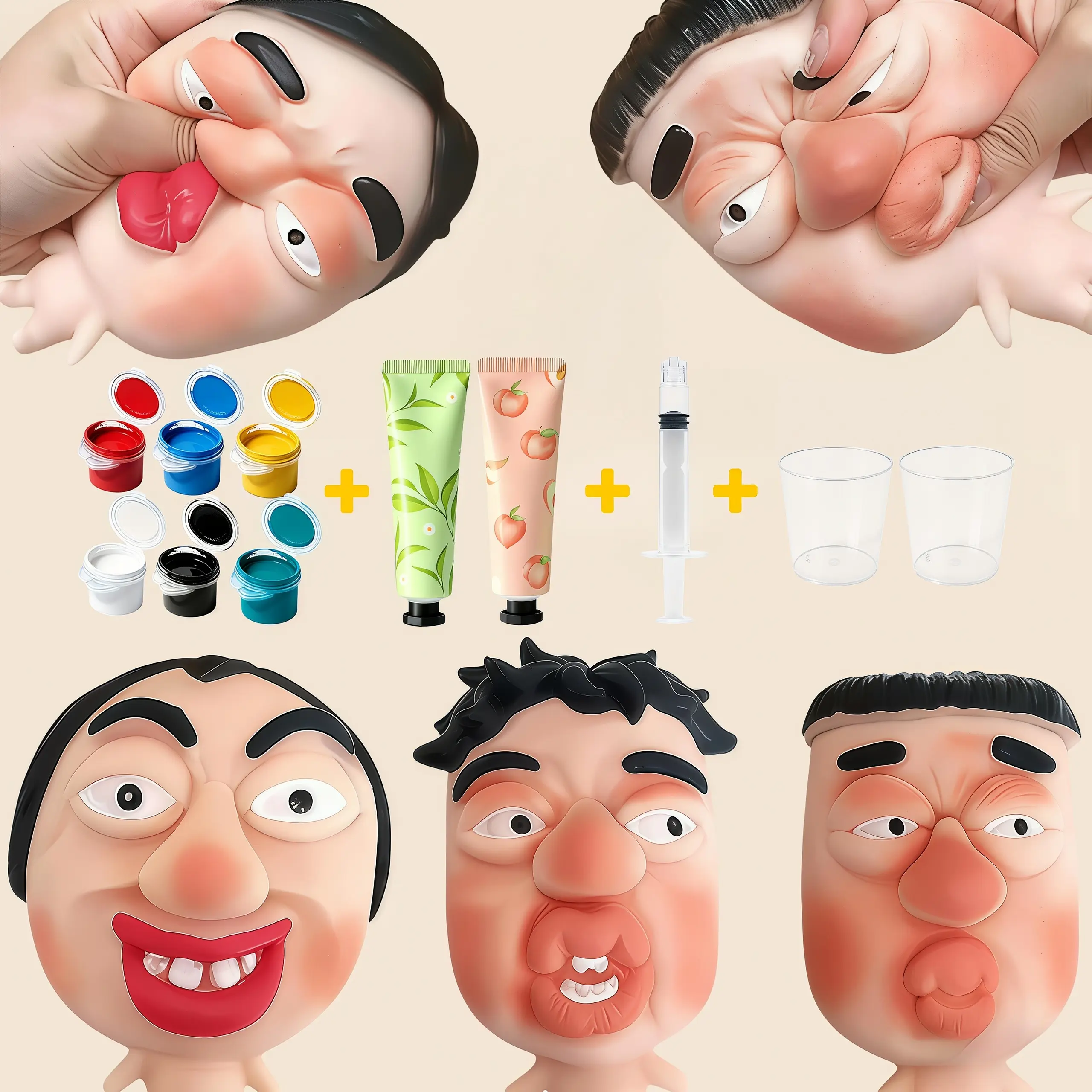 1Pcs/4Pcs Popping Pimple Squishy  Fast-rebound Squeeze  with Funny Faces for Stress Relief and Fun Personalized Design Ultra-squishy Silicone with Non-Toxic colours Dye and Durable Tool, Perfect Easter & Valentine's Day Exchange Gift toy