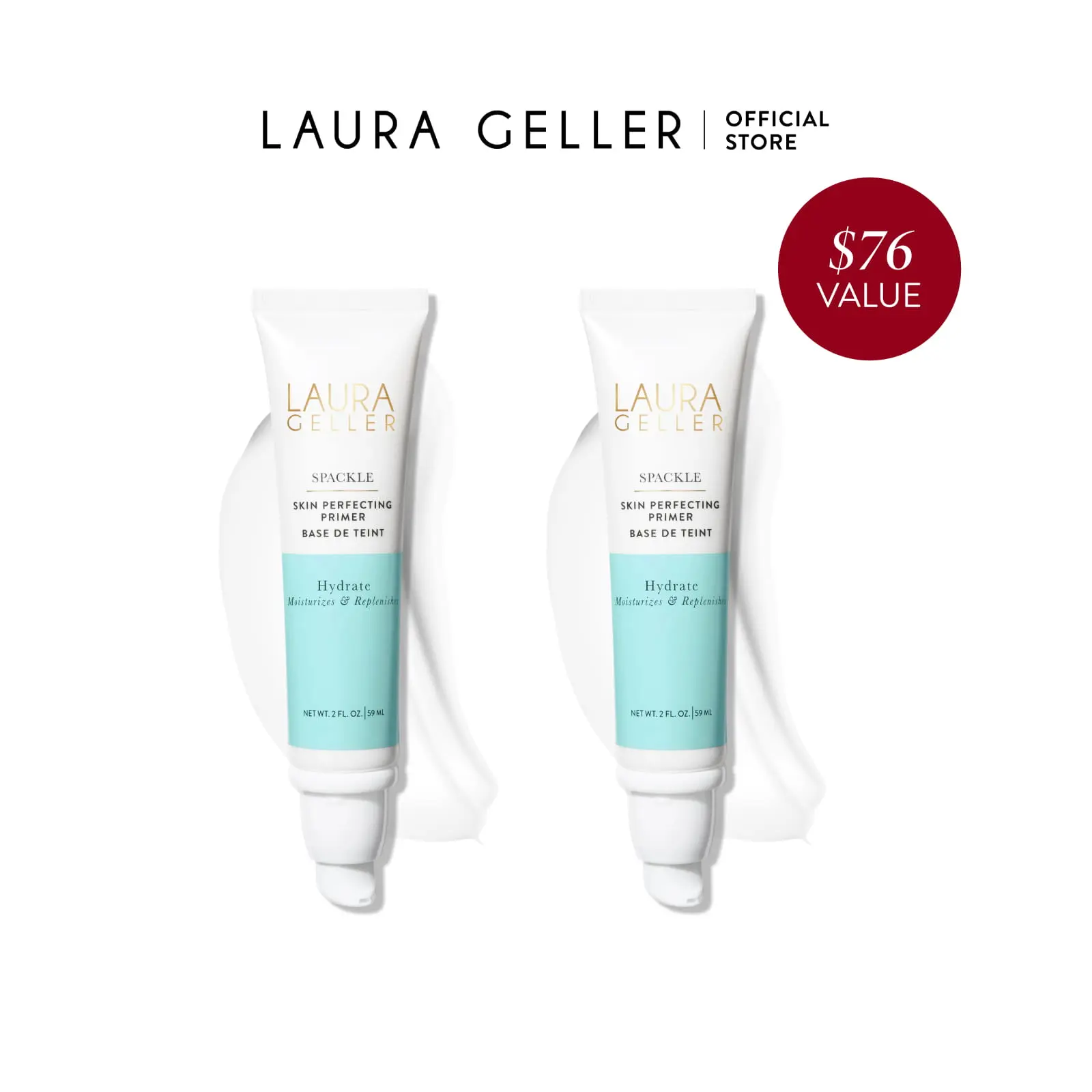 Laura Geller Spackle Skin Perfecting Primer Duos - Hydrating Formula with Aloe Vera & Vitamin E for Moisturizing and Nourishing Skin