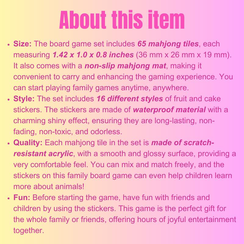 Diy Sticker 65 blocks 36mm Fruit and Cake Board Game of Luck, Win by Turning Over All The Correct Block First, Popular Tiktok Game