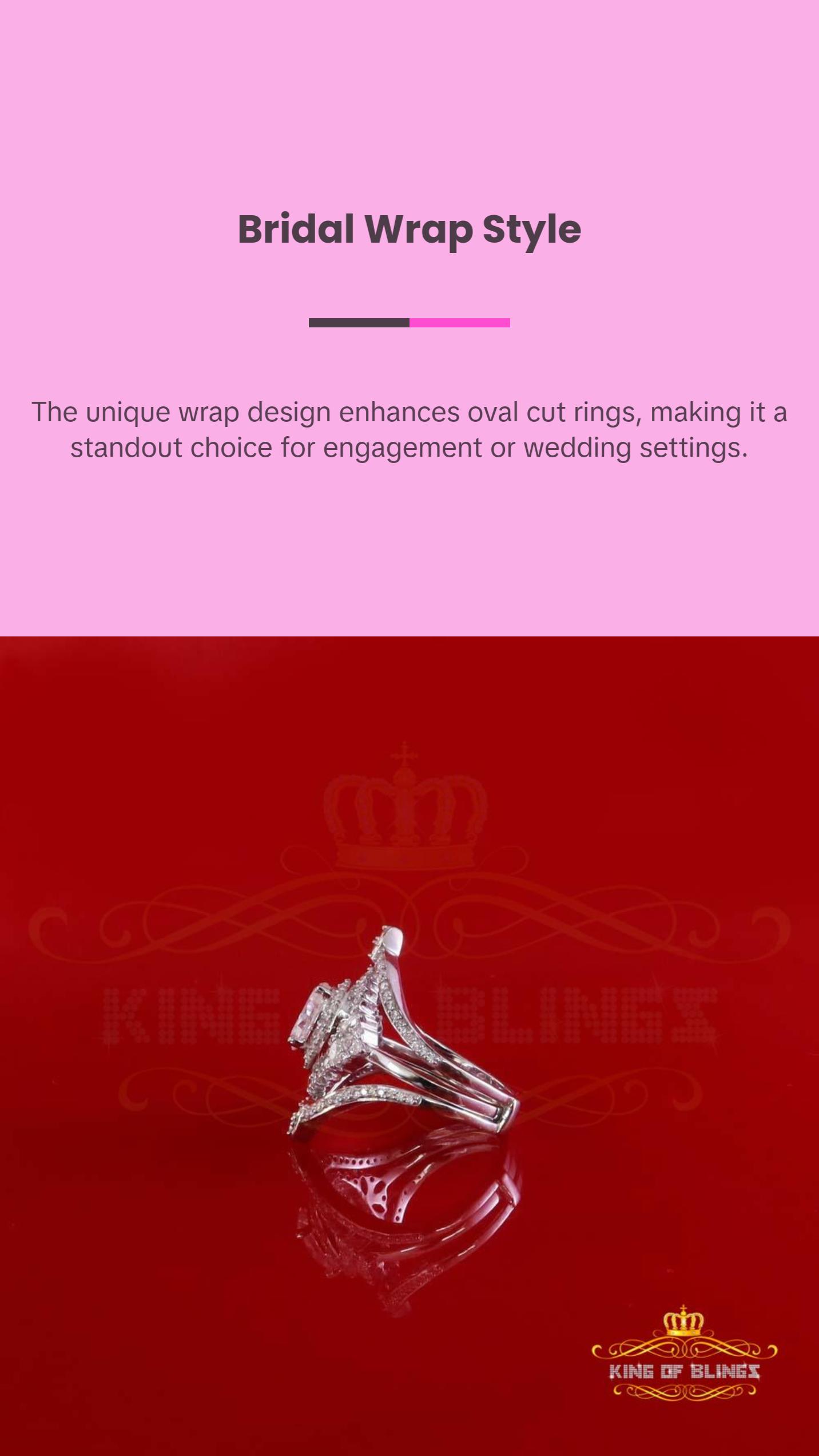 King Of Blings Solitaire Enhancer Guard Wrap Ring Insert SZ7 925 White Silver 3CT Moissanite