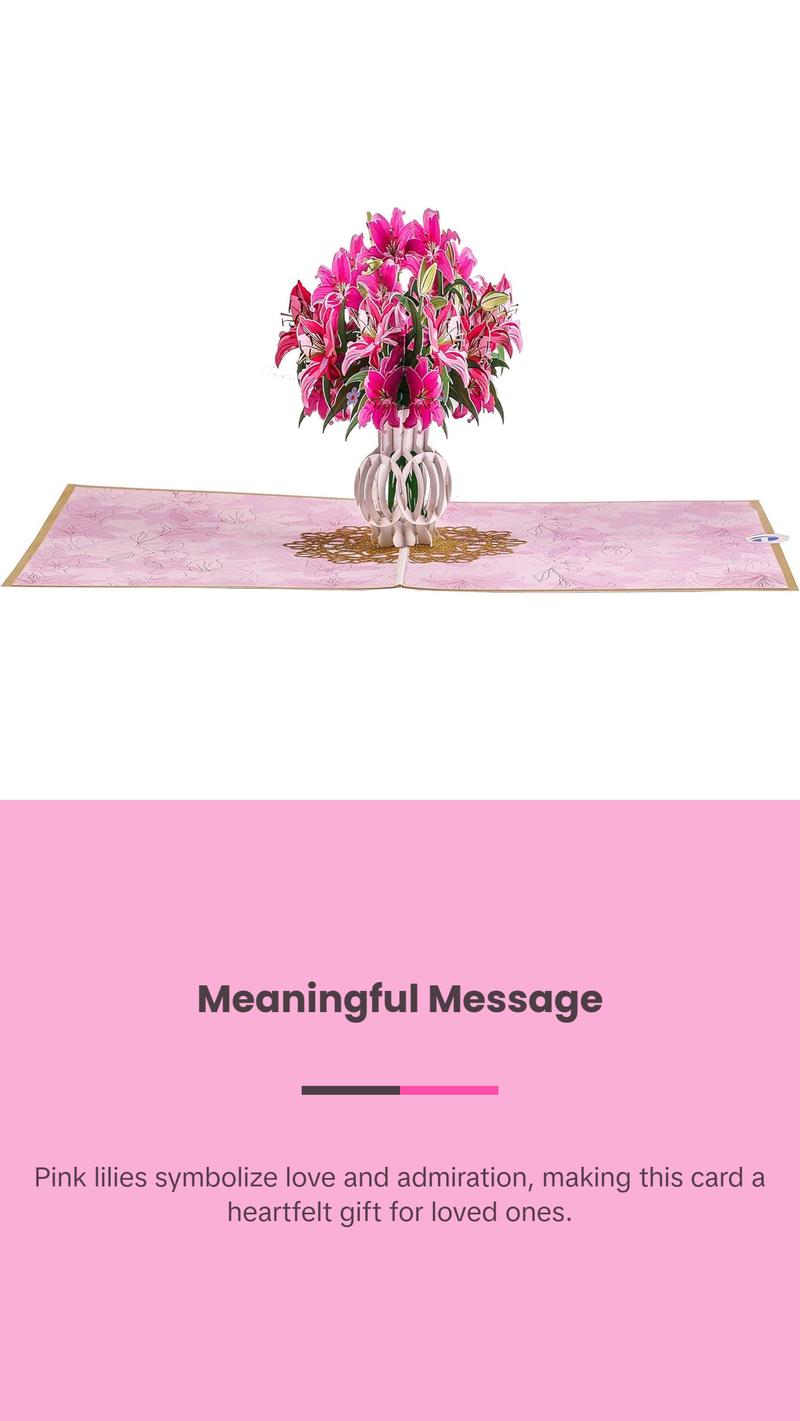 TRUANCE Pop up Card - Pink Lily Bouquet Flowers for Mother'S Day, Fathers Day, Anniversary, Birthday, Love, Valentine'S, Thank You, All Occasions TRUANCE TRUANCE Pop up Card - Pink Lily Bouquet Flowers for Mother'S Day, Fathers Day, Anniversary, Birthday, Love, Valentine'S, Thank You, All Occasions TRUANCE