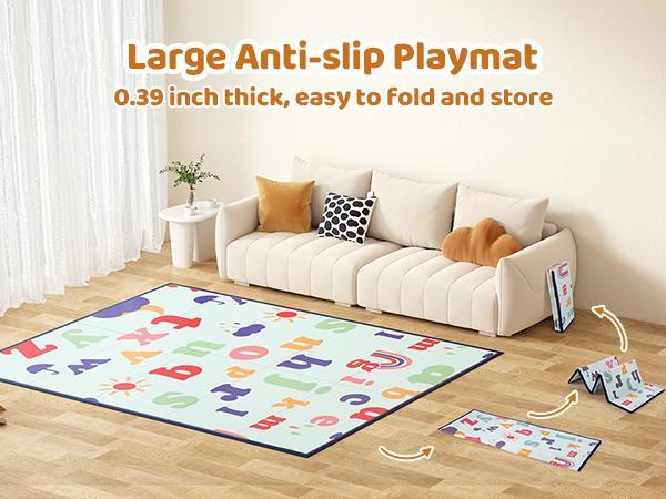 CoziBB BP01 Baby Playpen with Mat, 71" × 59" Extra Large Playpen for Babies and Toddler, Baby Fence Play & Sleep Area for Indoor & Outdoor