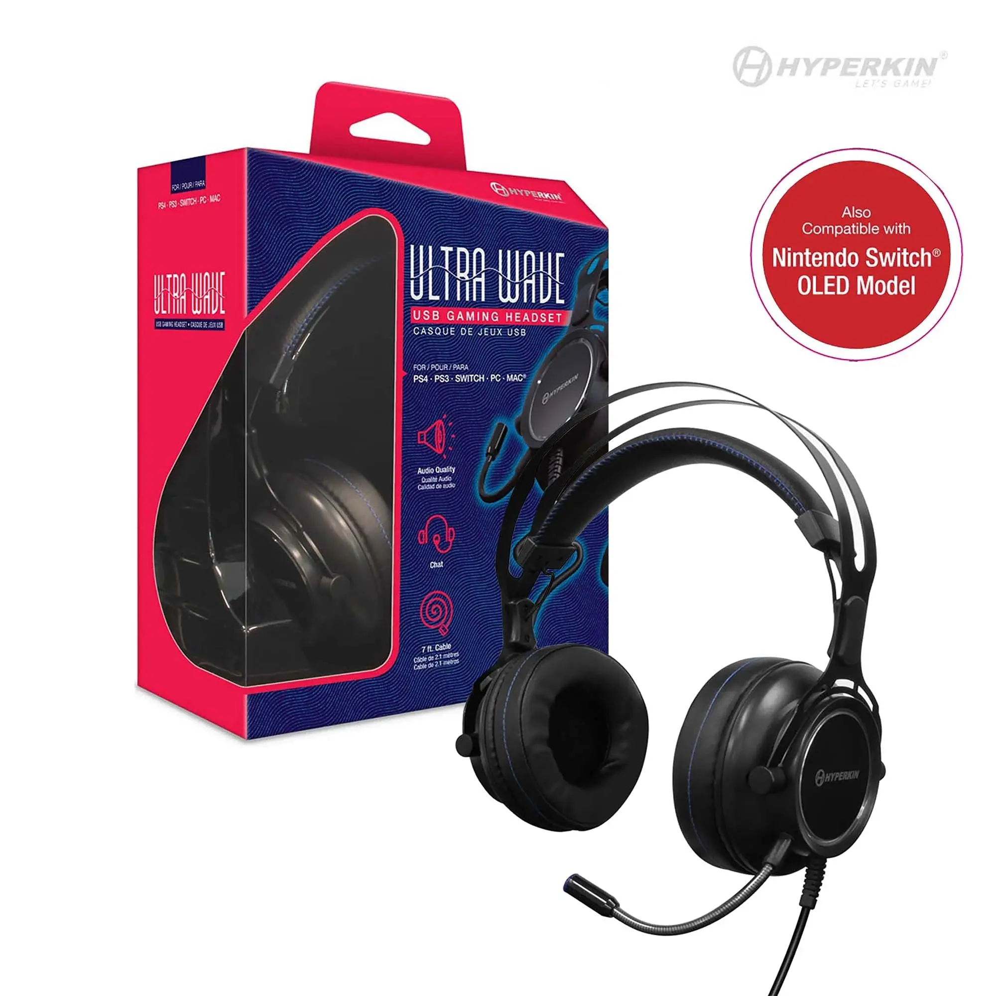 Hyperkin "UltraWave" USB Gaming Headset — PS4, PS3, Nintendo Switch, PC & Mac