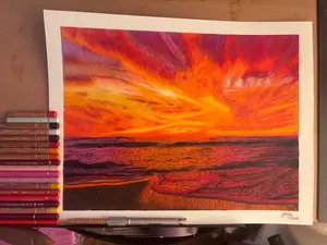 “Embers of the Horizon” | Original Colored Pencil Drawing