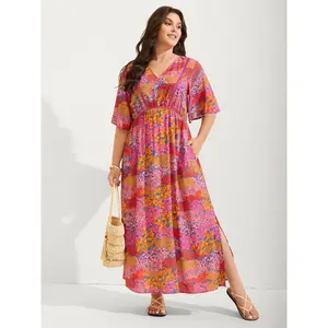BLOOMCHIC Floral Lace Trim Flowy Sleeve Midi Dress 2026 Summer Vibes Swimweek