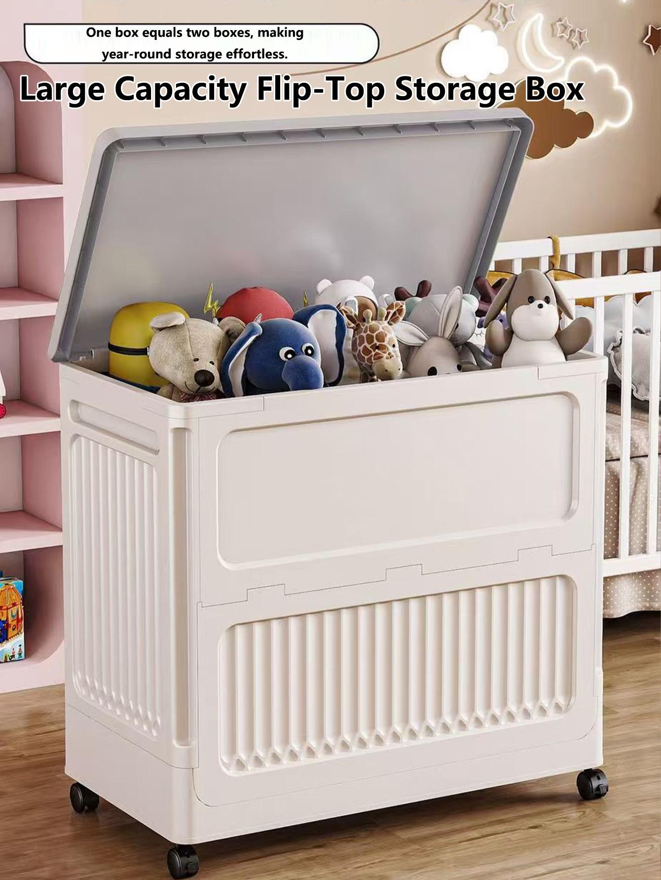 Clothes storage box, large capacity extra-large dustproof flap organizer, household clothing quilt, plastic folding storage box