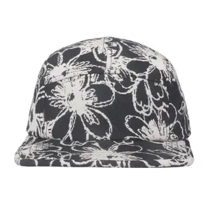 HatPhile Abstract Flower Jacquard 5-Panel Hat – Camp Cap with Unique Floral Pattern, Adjustable Strap, Premium Jacquard Fabric, Large Size 7 1/4–7 3/8