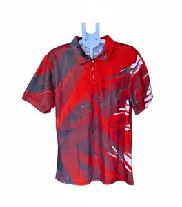 Men’s Luxury Red Tropical Print Performance Tee | Vibrant Abstract Floral Short Sleeve Crew Neck | Breathable Quick-Dry Summer Fashion Top for Casual & Vacation Wear Shirt