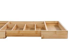 [New Deal] Expandable Bamboo Drawer Organizer 7 Compartments Adjustable for Utensils Silverware Kitchen Living Room Bedroom Eco-Friendly Premium Gift Boxes