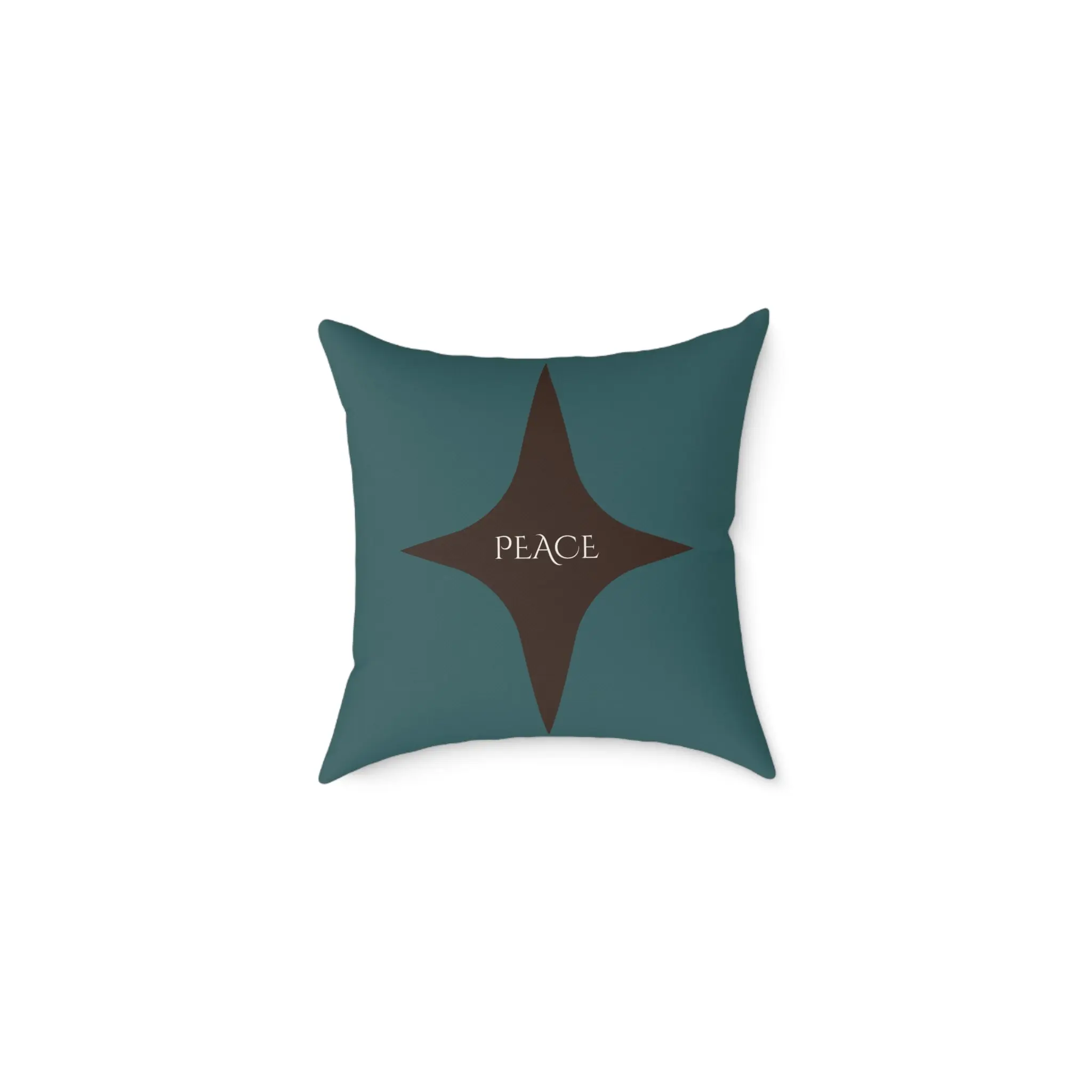 Peace Geometric Accent Pillow – Transformative Teal + Dark Cocoa