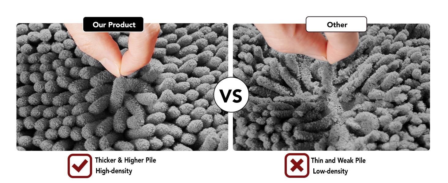 Deconovo Bathroom mat, Water Proof, Toilet Lid Mat & Bath Mat, Bath Rugs, Summer Bathroom Accessories, Machine Washable Low Pile Rugs for Living Room