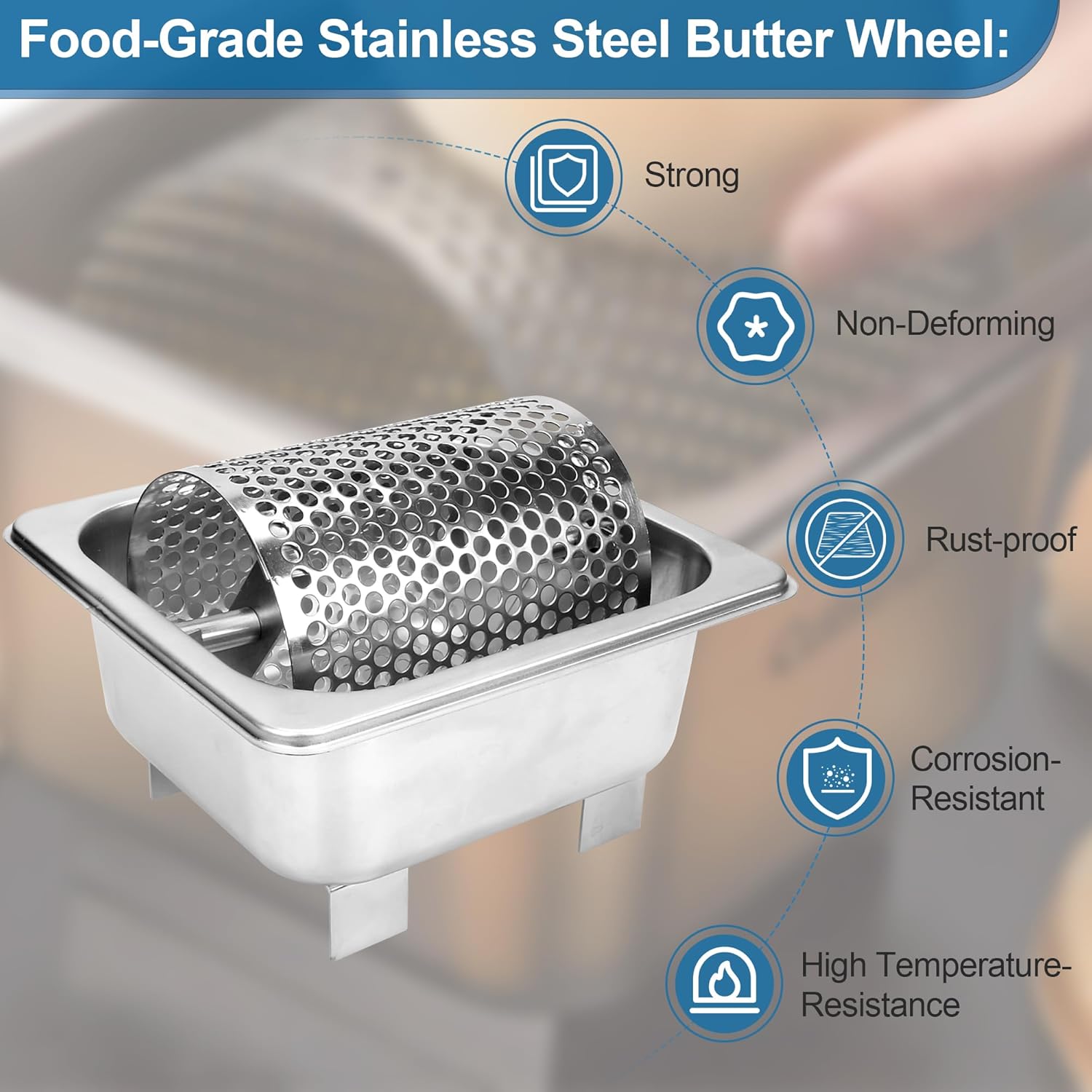 Stainless Steel Butter Wheel for Even Spreading - Ideal for Bread, Griddles, Picnics, and Camping - Sturdy Butter Roller Kitchen Utensils