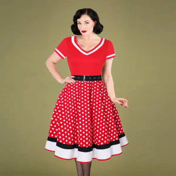 Female Adult 50s Fancy Dress Polka Dots 1950s Vintage Costumes Fabric Belt