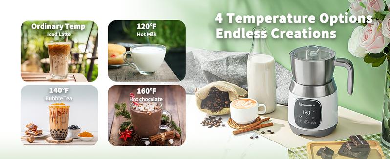 Maestri House Detachable  Powerful Milk Frother, MMF9304 Electric Stainless Steel Foam Maker for Milk Coffee Latte Kitchen Appliance