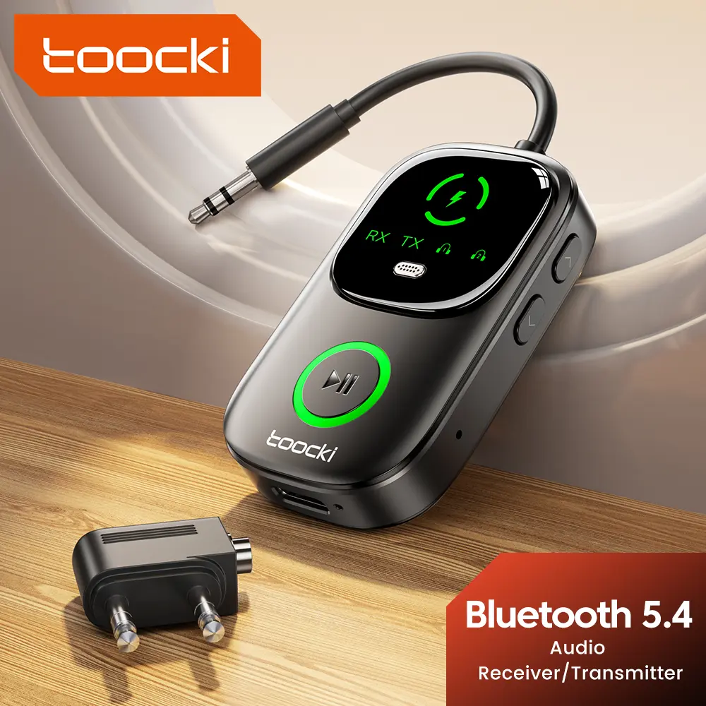 Toocki BT-05 2-in-1 Bluetooth 5.4 Audio Adapter - 23g Plug-and-Play Bluetooth Car Adapter, Wireless Receiver & Transmitter, Hands-Free Calling, Dual Device Connectivity, Car Player, Audio Sync, ABS+PC, 300mAh for Switch, Mobile Phone (Leisure Use), Leisur
