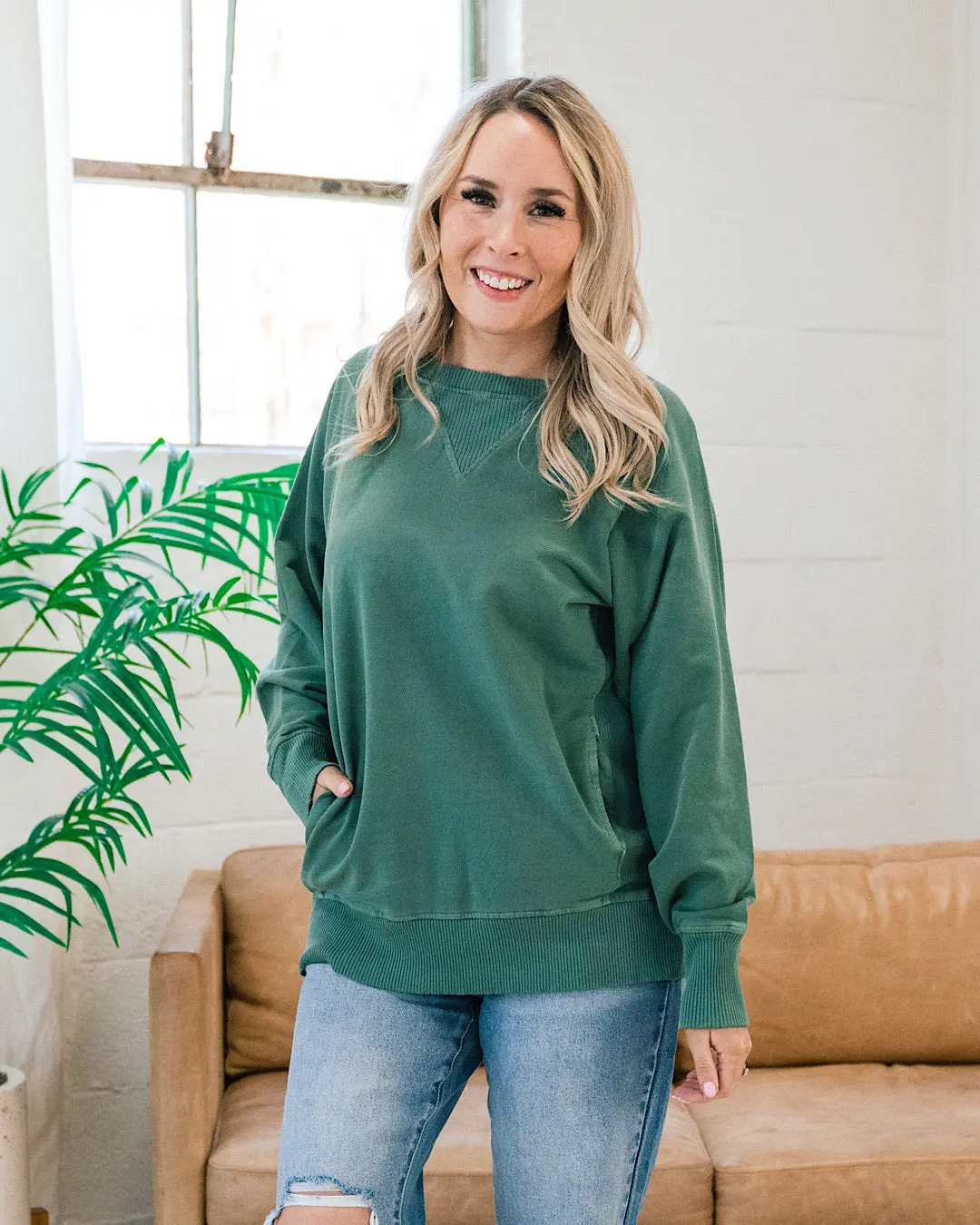 Girlfriend Crewneck Sweatshirt - Hunter Green