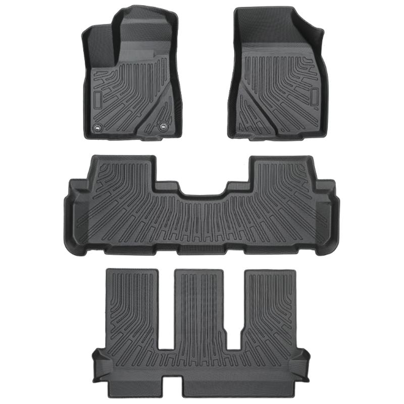 Canvcle Toyota Highlander TPE Car Mats 2014-2019 for 8 Seats Gas Model Floor Mats Trunk Mat 3 Row Full Set Custom Fit All Weather Floor Liners Heavy Duty Protection Eco-Friendly Safe Materials Durable Wear-Resistant Anti-Slip Grooves Enhanced Safety