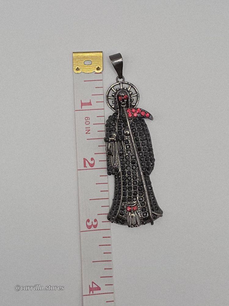 THE GRIM REAPER/La Santa Muerte fashion pendant gold-plated black color 3"inches NO CHAIN Bladenecklace Rhinestone Decor Charm Rhinestone Decor Cross