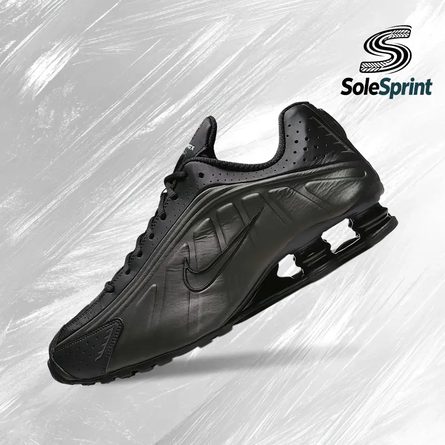 Nike Shox R4 Black Bright Crimson Men's Athletic Sneakers - HQ1988-001, Retro-Modern Mix, Back-to-School Fit, Gym Streetwear, Shock-Absorbing Comfort, Vintage Spring-Summer Inspired, All-Day Wear, Casual Lifestyle, Sporty Chic