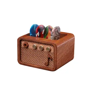 Guitar Pick Holder – Walnut Wood Electric Guitar Amplifier Style, Pick Storage & Display, Perfect Gift for Guitarists and Musicians