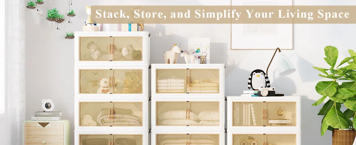 AECOJOY Storage Box Super Large Foldable with Lid Large Stackable Bins Customizable Design for Home & Office Organization High-Quality Sturdy Material Organiser