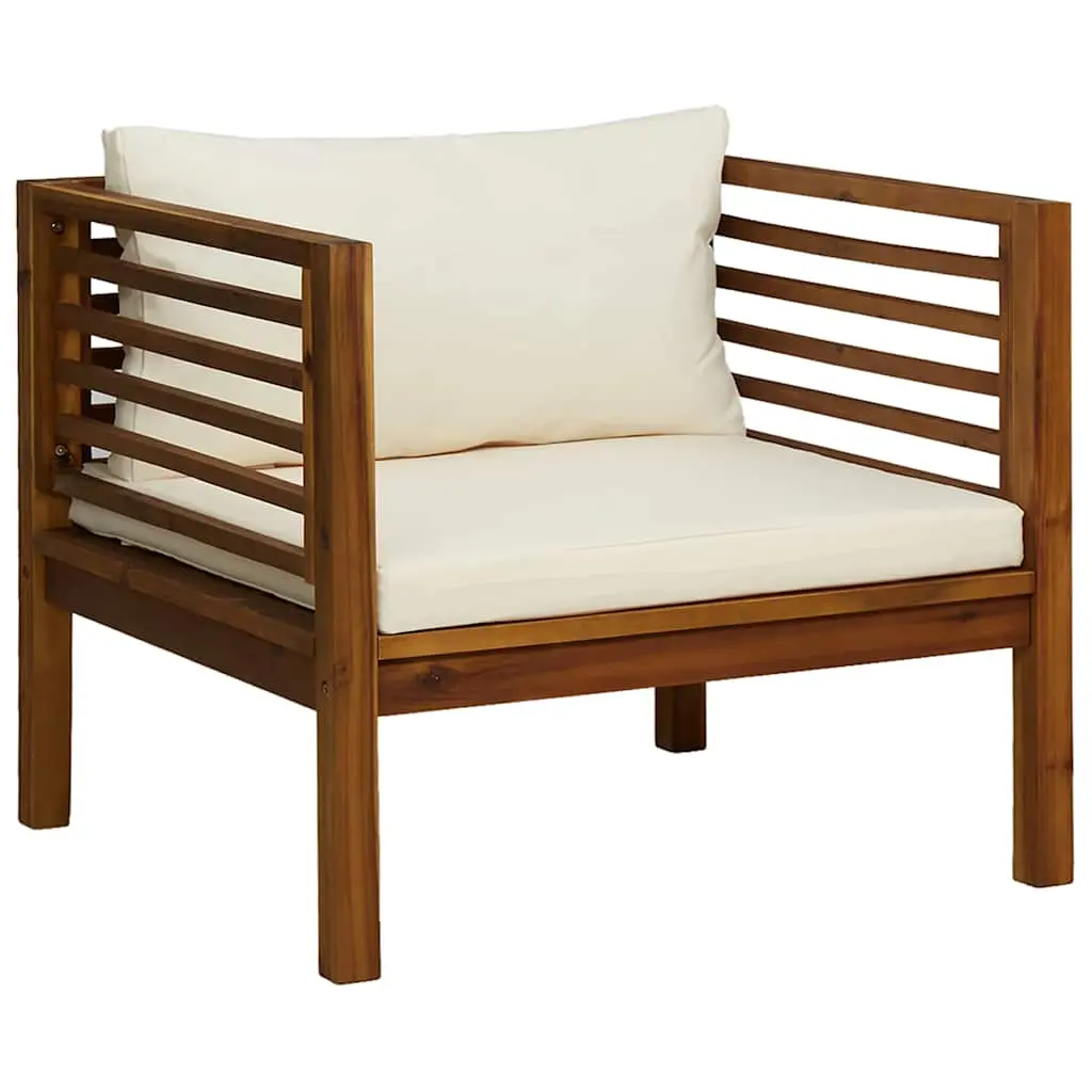 vidaXL Patio Chair, Outdoor Chair with Cushions, Wooden Chair with Rope Design, Garden Chair for Lawn Backyard Porch, Rustic, Solid Acacia Wood 316294