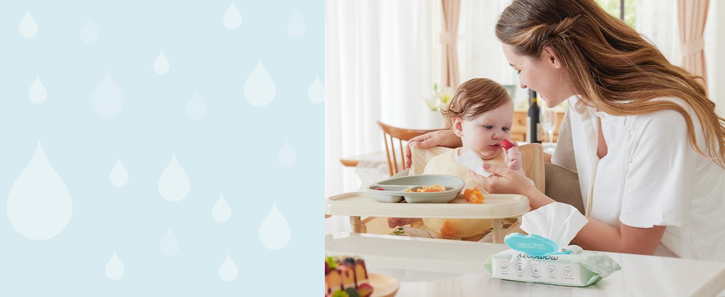 Momcozy  Baby Wipes-Extra Large Size Design, Unscented & Hypoallergenic, Cleansing & Moisturizing Baby Wipes for Sensitive Skin-B