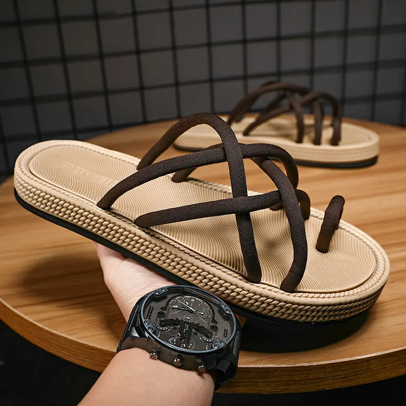 Women's Braided Strap Flat Sandals, Casual Slip On Summer Slides, Comfortable Woven Rope Strap Sandals for Beach, Vacation, Walking, Pool, Home & Everyday Wear